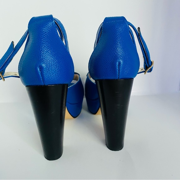 Lavinia leather platform ankle strap peep toe shoes heels sandals 37 6.5 Italy - Picture 5 of 9